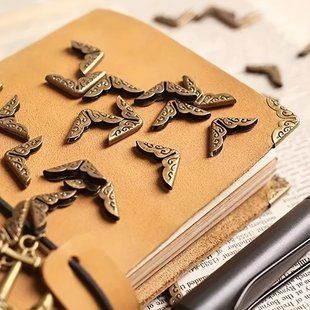 Металеві куточки для книг і блокнотів. Комплект &ndash; 4 шт. Бронзові 2668424251 фото