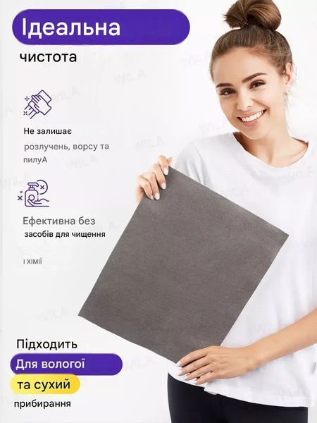 Серветка для збирання 2 шт. Оригінал наноганчірка, розумна ганчірка для скла та дзеркал без розлучень (30х20см) 3127470829 фото