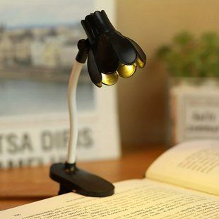Гнучка світлодіодна лампа із затискачем для читання книг. У вигляді квітки. Міні-настільна лампа з батерейками 2654677321 фото
