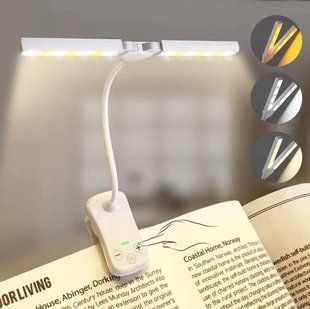 Лампа для читання книг. 14Led на акумуляторі. Двоголова настільна лампа та підсвічування (біле) 2889508049 фото